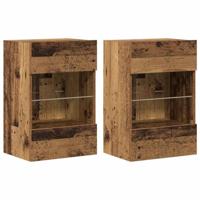 Tv-wandmeubels met LED 2 st 40x30x60,5 cm oud houtkleurig - thumbnail