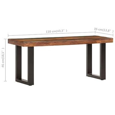 Bankje 110 cm massief gerecycled hout en staal