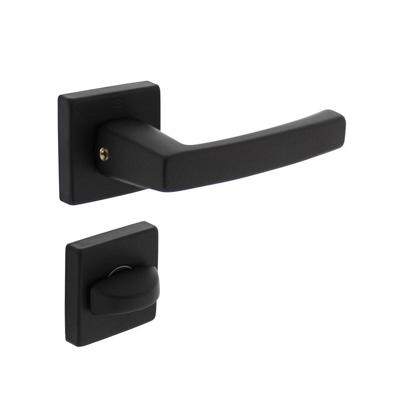 Deurkruk Moora op rozet 50x50x10 mm + 7mm nokken met WC-sluiting 8mm zwart
