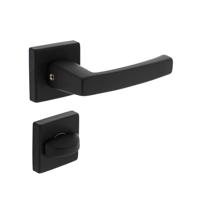 Deurkruk Moora op rozet 50x50x10 mm + 7mm nokken met WC-sluiting 8mm zwart - thumbnail