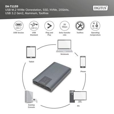 Digitus DA-71559 behuizing voor opslagstations SDD-behuizing Groen M.2 Digitus DA-71559 behuizing voor opslagstations SDD-behuizing Groen M.2