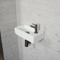 Fonteinset Mat Wit Wiesbaden Color Gun Metal (kraangat rechts) - thumbnail