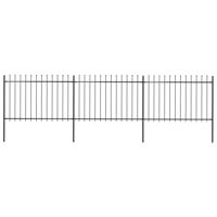 Tuinhek met speren bovenkant 5,1x1,2 m staal zwart - thumbnail