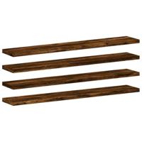 Wandschappen 4 st 60x10x1,5 cm bewerkt hout gerookt eikenkleur - thumbnail