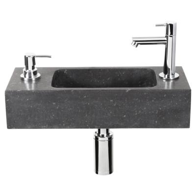 Differnz Sapon fonteinset - 42x18.5x9cm - Rechthoek - 1 kraangat - Met sifon fontein en afvoerplug - Natuursteen Zwart 38.035.01 Differnz Sapon fonteinset - 42x18.5x9cm - Rechthoek - 1 kraangat - Met sifon fontein en afvoerplug - Natuursteen Zwart 38.035.01