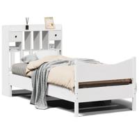 Bedframe zonder matras massief grenenhout wit 90x200 cm - thumbnail