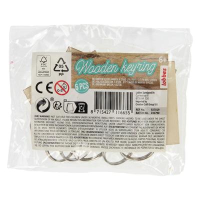 Lobbes houten sleutelhangers, 6st.