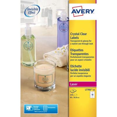 Etiket Avery L7783-25 96x50.8mm transparant 250 etiketten | 5 stuks Etiket Avery L7783-25 96x50.8mm transparant 250 etiketten | 5 stuks