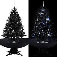 Kerstboom sneeuwend met paraplubasis 140 cm PVC zwart - thumbnail