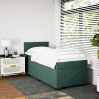 Boxspring met matras fluweel donkergroen 90x190 cm - thumbnail