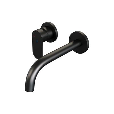 Brauer Black Edition Inbouw Wastafelmengkraan met Gebogen Uitloop en Rozetten Model C2 Mat Zwart