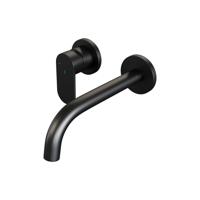 Brauer Black Edition Inbouw Wastafelmengkraan met Gebogen Uitloop en Rozetten Model C2 Mat Zwart - thumbnail