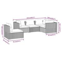 5-delige Loungeset met kussens poly rattan bruin - thumbnail
