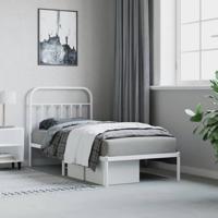 Bedframe met hoofdbord metaal wit 90x190 cm - thumbnail