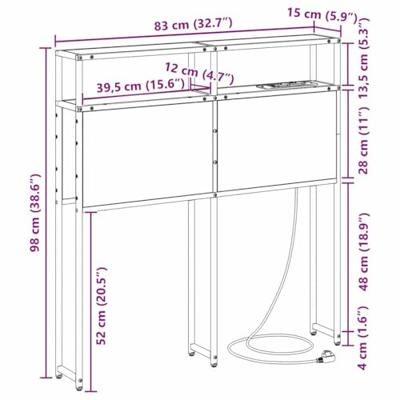 Opberghoofdbord met plank Grijs sonoma 80 cm Bewerkt hout