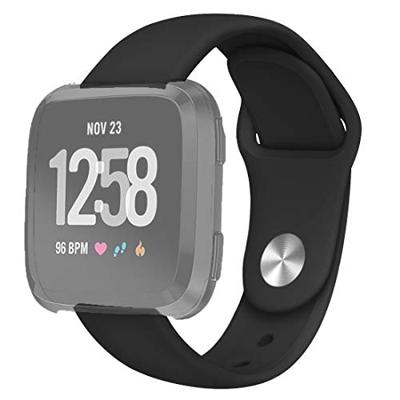 By Qubix - Compatible met Fitbit Versa 1/2 & Lite siliconen bandje - Maat: Large - Zwart - Compatible fitbit bandje