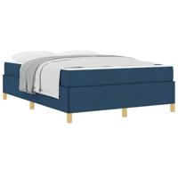 Boxspring bed Blauw en Marineblauw en Wit 140 x 200 cm Stof - thumbnail