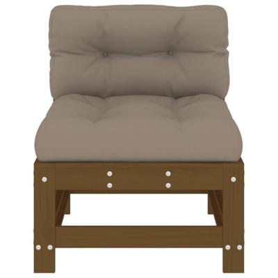 Middenbanken met kussens 2 st massief grenenhout honingbruin