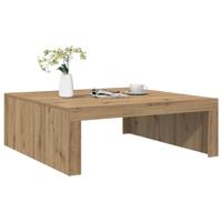 Salontafel 100x100x35 cm bewerkt hout artisanaal eikenkleurig - thumbnail