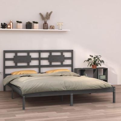 Bedframe massief hout grijs 200x200 cm