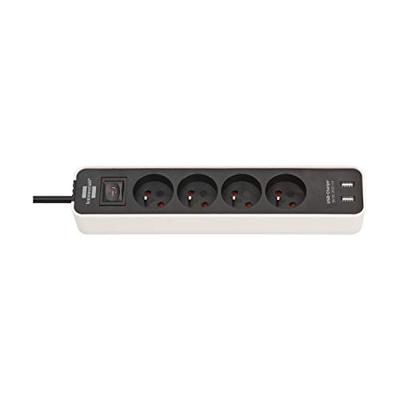 Brennenstuhl Extension Lead Ecolor With Usb-Charger 4-Way White/Black 1.5M H05Vv-F 3G1.5 With Switch *Be* - 1153244026