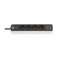 Brennenstuhl Extension Lead Ecolor With Usb-Charger 4-Way White/Black 1.5M H05Vv-F 3G1.5 With Switch *Be* - 1153244026 - thumbnail