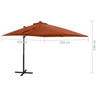 VidaXL Zweefparasol met paal en led-verlichting 250 cm terracottakleur - thumbnail
