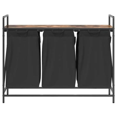 VidaXL Wasmand 3 vakken met plank gerookt eikenkleurig VidaXL Wasmand 3 vakken met plank gerookt eikenkleurig