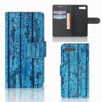 Sony Xperia X Compact Book Style Case Wood Blue - thumbnail