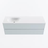 MONDIAZ VICA 140cm badmeubel onderkast Clay 2 lades. Wastafel MOON links zonder kraangat, kleur Talc. - thumbnail