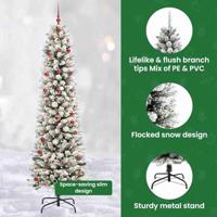 Kunstkerstboom met 300 LED Wit 240 cm PVC en Metaal en Plastic - thumbnail