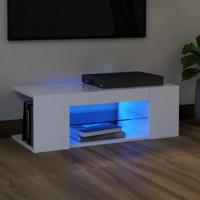 VidaXL Tv-meubel met led-verlichting 90x39x30 cm wit - thumbnail