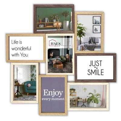 Haes Deco Houten Multi Fotolijst / Galerie Alvesta in bruin tinten voor 8 foto's 10x15 (formaat 44 x 44 cm) - MP160