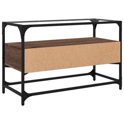 Tv-meubel met glazen blad 98x35x51 cm hout bruin eikenkleurig