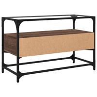 Tv-meubel met glazen blad 98x35x51 cm hout bruin eikenkleurig - thumbnail