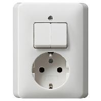 Gira combinatie serieschakelaar en wandcontactdoos met randaarde zuiverwit glanzend