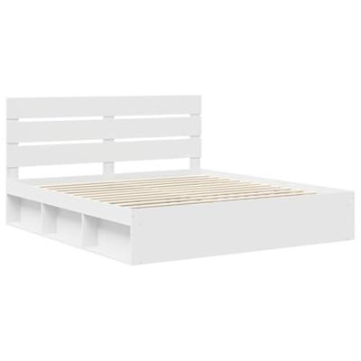 Bedframe met hoofdeinde Wit 200 x 200 cm Massief grenenhout