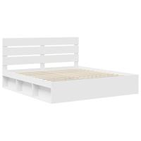 Bedframe met hoofdeinde Wit 200 x 200 cm Massief grenenhout - thumbnail