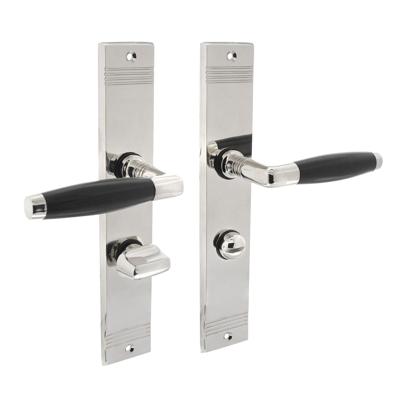 Intersteel Deurkruk Ton Basic op schild met toilet-/badkamersluiting 63/8 mm - nikkel glans/ebbenhout