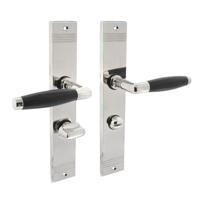 Intersteel Deurkruk Ton Basic op schild met toilet-/badkamersluiting 63/8 mm - nikkel glans/ebbenhout - thumbnail