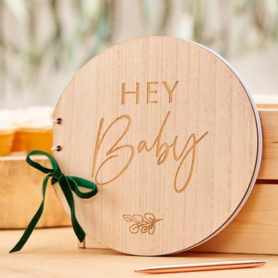 Ginger Ray BAB-107 Botanical Baby Houten Gastenboek