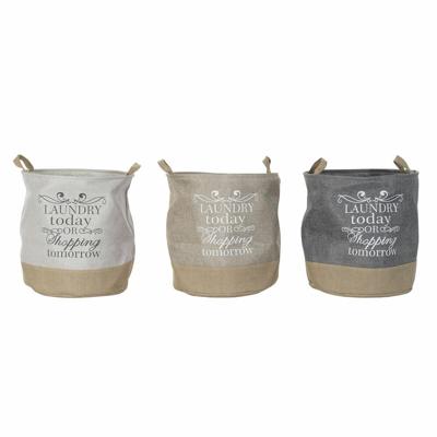 Mand DKD Home Decor Beige Grijs Lichtbruin 39 x 39 x 41 cm Polyester (3 Stuks) (3 Onderdelen)