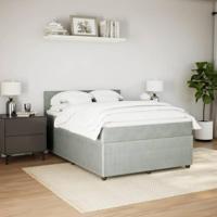 Boxspring met matras fluweel lichtgrijs 140x200 cm - thumbnail