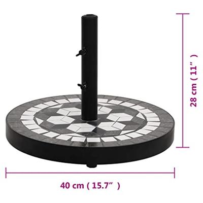 VidaXL Parasolvoet rond 12 kg zwart en wit VidaXL Parasolvoet rond 12 kg zwart en wit