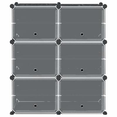 Opbergmeubel met 6 vakken en deuren polypropeen zwart Opbergmeubel met 6 vakken en deuren polypropeen zwart