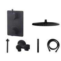 Inbouwthermostaatset Wiesbaden Caral Rond 30cm Plafonduitloop Mat Zwart - thumbnail