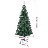 VidaXL Kunstmatig voorverlicht kerstboom groen 180 cm pvc en metaal - thumbnail