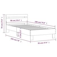 Bedframe met hoofdbord en LED-verlichting wit 90x190 cm - thumbnail