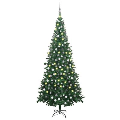 VidaXL Kunstkerstboom met verlichting en kerstballen l 240 cm groen