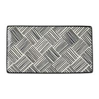 Tapas bord Sevilla - zwarte streepjes - 21.5x12 cm - thumbnail